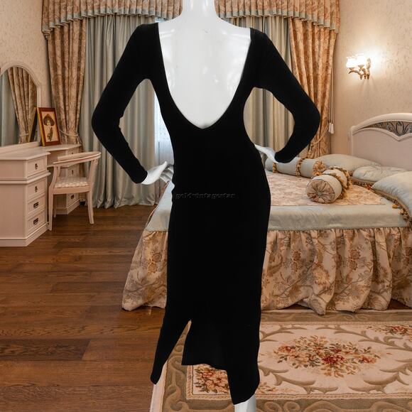 Cache Black Velvet Bodycon Evening Dress S - Picture 3 of 11